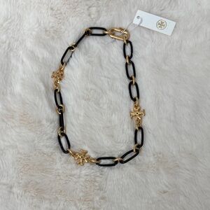 Tory Burch Black and Gold Chain Necklace